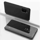 For Samsung Galaxy S21 Ultra 5G Plated Mirror Horizontal Flip Leather Case with Holder(Black) - 1