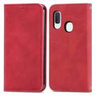 For Samsung Galaxy A20e Retro Skin Feel Business Magnetic Horizontal Flip Leather Case with Holder & Card Slots & Wallet & Photo Frame(Red) - 1