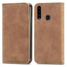 For Samsung Galaxy A20s Retro Skin Feel Business Magnetic Horizontal Flip Leather Case with Holder & Card Slots & Wallet & Photo Frame(Brown) - 1