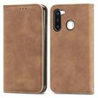 For Samsung Galaxy A21 (EU) Retro Skin Feel Business Magnetic Horizontal Flip Leather Case with Holder & Card Slots & Wallet & Photo Frame(Brown) - 1