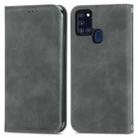 For Samsung Galaxy A21s (EU) Retro Skin Feel Business Magnetic Horizontal Flip Leather Case with Holder & Card Slots & Wallet & Photo Frame(Grey) - 1