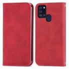 For Samsung Galaxy A21s (EU) Retro Skin Feel Business Magnetic Horizontal Flip Leather Case with Holder & Card Slots & Wallet & Photo Frame(Red) - 1