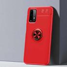 For Xiaomi Poco M3/Redmi Note9 4G Metal Ring Holder 360 Degree Rotating TPU Case(Red+Red) - 1