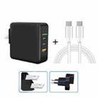 KP-GAN65-3 65W PD Dual USB-C / Type-C + 30W USB GAN Charger + 5A USB-C / Type-C to USB-C / Type-C Fast Charging Cable Set for Apple / Huawei / Samsung, with US Plug / EU Plug / UK Plug(Black) - 1