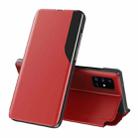 For Samsung Galaxy A02s (EU Version) Side Display  Shockproof Horizontal Flip Leather Case with Holder(Red) - 1