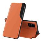 For Samsung Galaxy A02s (EU Version) Side Display  Shockproof Horizontal Flip Leather Case with Holder(Orange) - 1