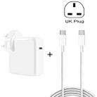 PD-96W 96W PD USB-C / Type-C Laptop Adapter + 2m 5A USB-C / Type-C to USB-C / Type-C Fast Charging Cable for MacBook Pro, Plug Size:UK Plug - 1