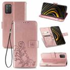 Four-leaf Clasp Embossed Buckle Mobile Phone Protection Leather Case with Lanyard & Card Slot & Wallet & Bracket Function For Xiaomi  POCO  M3(Rose Gold) - 1