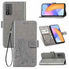 Four-leaf Clasp Embossed Buckle Mobile Phone Protection Leather Case with Lanyard & Card Slot & Wallet & Bracket Function For Huawei Honor 10X Lite(Grey) - 1