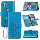 Four-leaf Clasp Embossed Buckle Mobile Phone Protection Leather Case with Lanyard & Card Slot & Wallet & Bracket Function For Motorola Moto G 5G(Blue) - 1