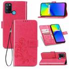 Four-leaf Clasp Embossed Buckle Mobile Phone Protection Leather Case with Lanyard & Card Slot & Wallet & Bracket Function For OPPO Realme 7i / C17(Magenta) - 1