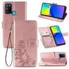Four-leaf Clasp Embossed Buckle Mobile Phone Protection Leather Case with Lanyard & Card Slot & Wallet & Bracket Function For OPPO Realme 7i / C17(Rose Gold) - 1