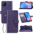 Four-leaf Clasp Embossed Buckle Mobile Phone Protection Leather Case with Lanyard & Card Slot & Wallet & Bracket Function For OPPO A72 5G(Purple) - 1