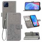 Four-leaf Clasp Embossed Buckle Mobile Phone Protection Leather Case with Lanyard & Card Slot & Wallet & Bracket Function For OPPO A72 5G(Grey) - 1