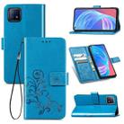 Four-leaf Clasp Embossed Buckle Mobile Phone Protection Leather Case with Lanyard & Card Slot & Wallet & Bracket Function For OPPO A72 5G(Blue) - 1