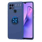 For OPPO A15 Metal Ring Holder 360 Degree Rotating TPU Case(Blue+Blue) - 1