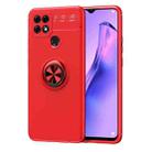 For OPPO A15 Metal Ring Holder 360 Degree Rotating TPU Case(Red+Red) - 1