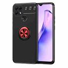 For OPPO A15 Metal Ring Holder 360 Degree Rotating TPU Case(Black+Red) - 1