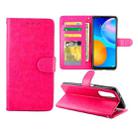 For Huawei P Smart(2021)/Y7a Crazy Horse Texture Leather Horizontal Flip Protective Case with Holder & Card Slots & Wallet & Photo Frame(Magenta) - 1