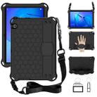 For Huawei MediaPad T3 10 Honeycomb Design EVA + PC Material Four Corner Anti Falling Flat Protective Shell With Strap(Black+Black) - 1