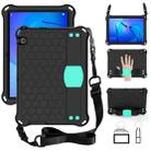 For Huawei MediaPad T3 10 Honeycomb Design EVA + PC Material Four Corner Anti Falling Flat Protective Shell With Strap(Black+Aqua) - 1