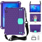 For Huawei MediaPad T3 10 Honeycomb Design EVA + PC Material Four Corner Anti Falling Flat Protective Shell With Strap(Purple+Aqua) - 1