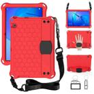 For Huawei MediaPad T3 10 Honeycomb Design EVA + PC Material Four Corner Anti Falling Flat Protective Shell With Strap(Red+Black) - 1
