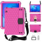 For Huawei MediaPad T3 10 Honeycomb Design EVA + PC Material Four Corner Anti Falling Flat Protective Shell With Strap(RoseRed+Black) - 1