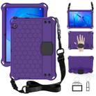 For Huawei MediaPad T3 10 Honeycomb Design EVA + PC Material Four Corner Anti Falling Flat Protective Shell With Strap(Purple+Black) - 1