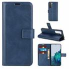 For Samsung Galaxy S21+ 5G Retro Calf Pattern Buckle Horizontal Flip Leather Case with Holder & Card Slots & Wallet (Blue) - 1