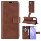 For Xiaomi Redmi Note 9 4G/Redmi  9 Power Retro Calf Pattern Buckle Card Wallet Left and Right Flip Phone Holster with Bracket Function(Dark Brown) - 1