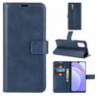 For Xiaomi Redmi Note 9 4G/Redmi  9 Power Retro Calf Pattern Buckle Card Wallet Left and Right Flip Phone Holster with Bracket Function(Blue) - 1