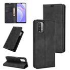 For Xiaomi Redmi Note 9 4G Retro-skin Business Magnetic Suction Leather Case with Holder & Card Slots & Wallet(Black) - 1