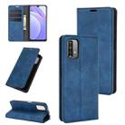 For Xiaomi Redmi Note 9 4G Retro-skin Business Magnetic Suction Leather Case with Holder & Card Slots & Wallet(Dark Blue) - 1