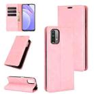 For Xiaomi Redmi Note 9 4G Retro-skin Business Magnetic Suction Leather Case with Holder & Card Slots & Wallet(Pink) - 1