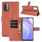 For Xiaomi Redmi Note 9 4G Litchi Texture Horizontal Flip Protective Case with Holder & Card Slots & Wallet(Brown) - 1