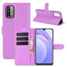 For Xiaomi Redmi Note 9 4G Litchi Texture Horizontal Flip Protective Case with Holder & Card Slots & Wallet(Purple) - 1