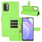 For Xiaomi Redmi Note 9 4G Litchi Texture Horizontal Flip Protective Case with Holder & Card Slots & Wallet(Green) - 1