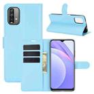 For Xiaomi Redmi Note 9 4G Litchi Texture Horizontal Flip Protective Case with Holder & Card Slots & Wallet(Blue) - 1