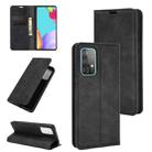 For Samsung Galaxy A52 5G / 4G Retro-skin Business Magnetic Suction Leather Case with Holder & Card Slots & Wallet(Black) - 1