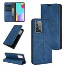 For Samsung Galaxy A52 5G / 4G Retro-skin Business Magnetic Suction Leather Case with Holder & Card Slots & Wallet(Dark Blue) - 1