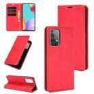 For Samsung Galaxy A52 5G / 4G Retro-skin Business Magnetic Suction Leather Case with Holder & Card Slots & Wallet(Red) - 1