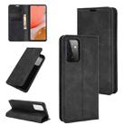 For Samsung Galaxy A72 5G / 4G Retro-skin Business Magnetic Suction Leather Case with Holder & Card Slots & Wallet(Black) - 1