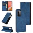 For Samsung Galaxy A72 5G / 4G Retro-skin Business Magnetic Suction Leather Case with Holder & Card Slots & Wallet(Dark Blue) - 1