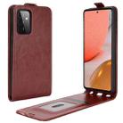 For Samsung Galaxy A72 5G / 4G R64 Texture Single Vertical Flip Leather Protective Case with Card Slots & Photo Frame(Brown) - 1
