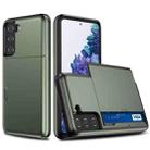 For Samsung Galaxy S21+ 5G Shockproof Armor Protective Case with Card Slot(Army Green) - 1