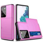 For Samsung Galaxy S21 Ultra 5G Shockproof Armor Protective Case with Card Slot(Pink) - 1
