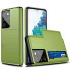 For Samsung Galaxy S21 Ultra 5G Shockproof Armor Protective Case with Card Slot(Green) - 1