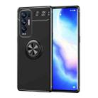 For OPPO Reno5 Pro+ Metal Ring Holder 360 Degree Rotating TPU Case(Black+Black) - 1