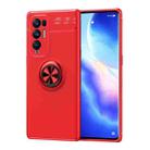 For OPPO Reno5 Pro+ Metal Ring Holder 360 Degree Rotating TPU Case(Red+Red) - 1